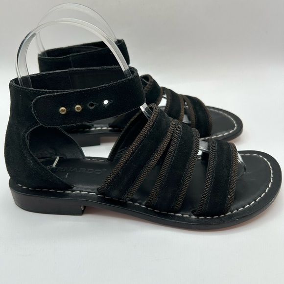 BERNARDO Theo Black Suede and Leather  Strappy Flat Sandal 7 - Picture 9 of 14